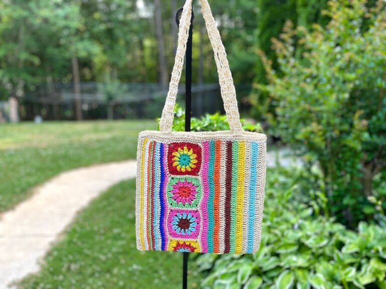 bolsas de rafia tejidas en malla coloridas