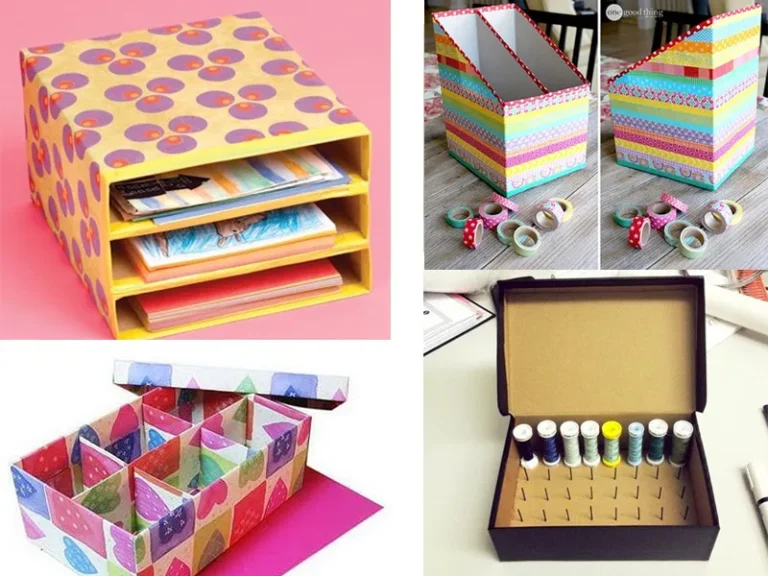 cajas de carton decoradas y organizadas