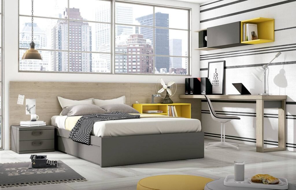 camas individuales en dormitorio moderno