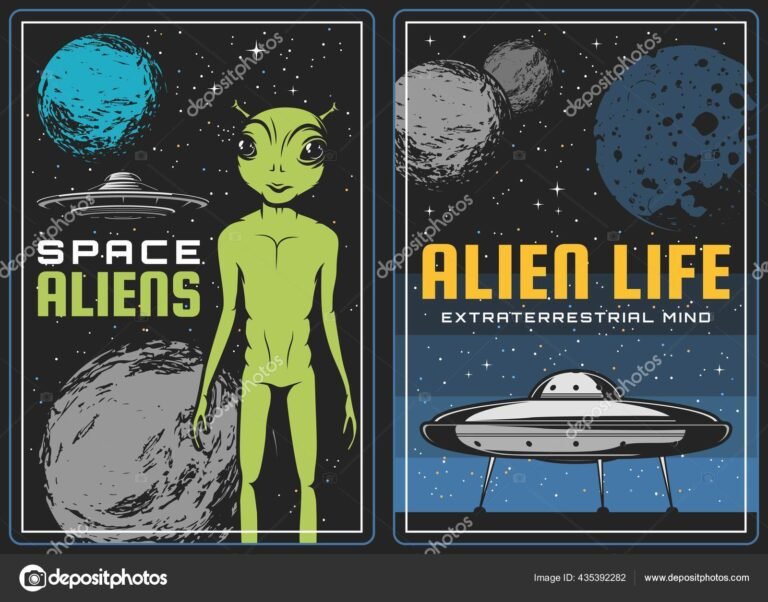 cartel vintage de ovni en la luna