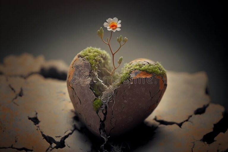 corazon roto con flores y esperanza