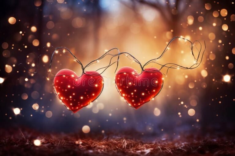 corazones entrelazados y flores romanticas