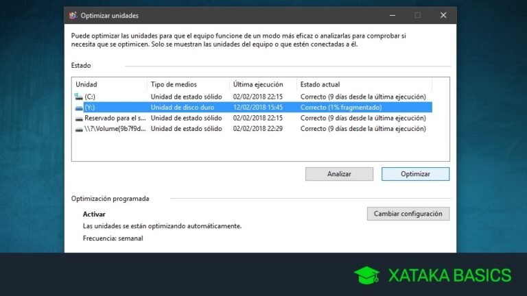 disco duro en proceso de desfragmentacion