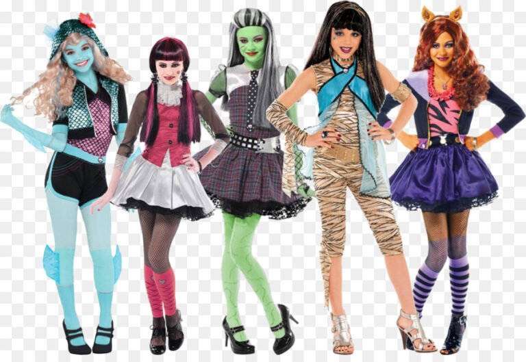 disfraces coloridos de monster high en grupo