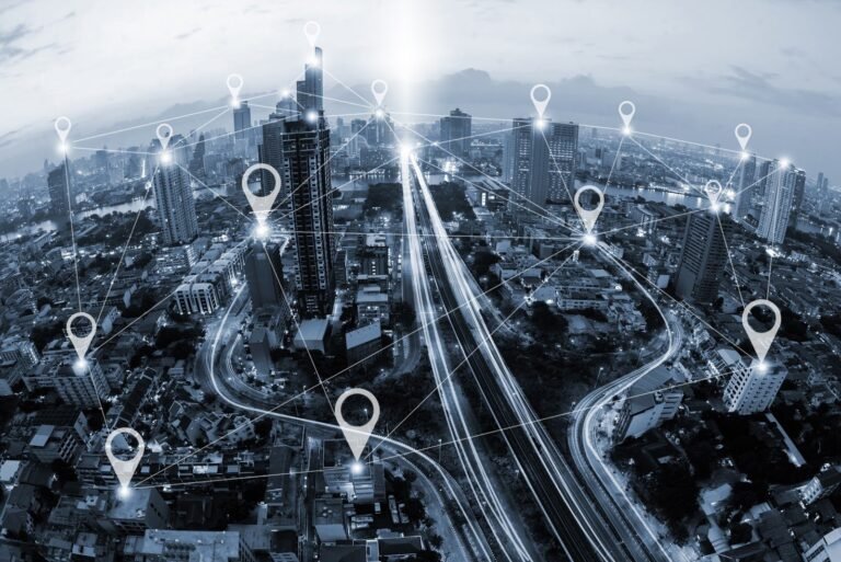 dispositivo gps en un paisaje urbano