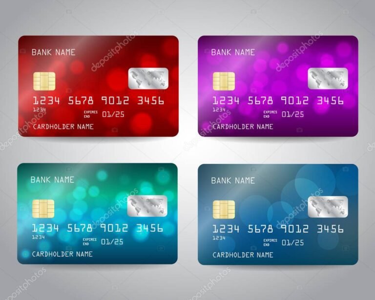 diversas tarjetas de credito sobre fondo colorido