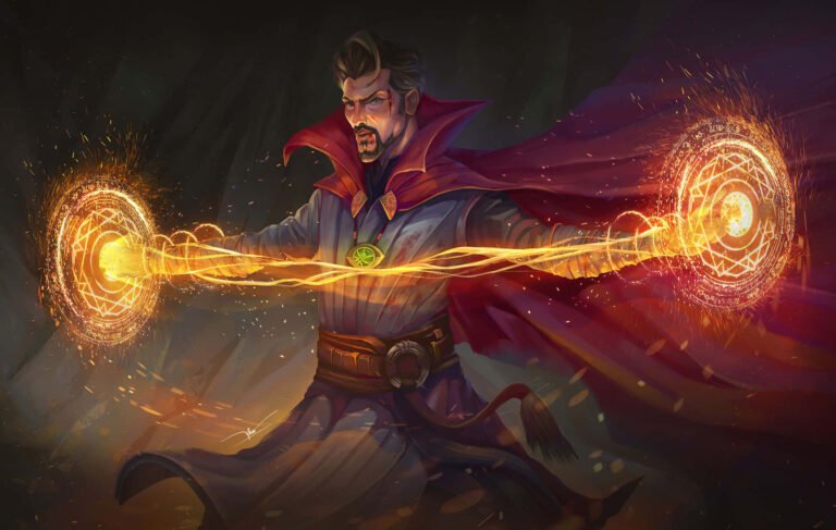 doctor strange en un paisaje magico