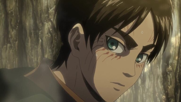 eren jaeger en un fondo dramatico