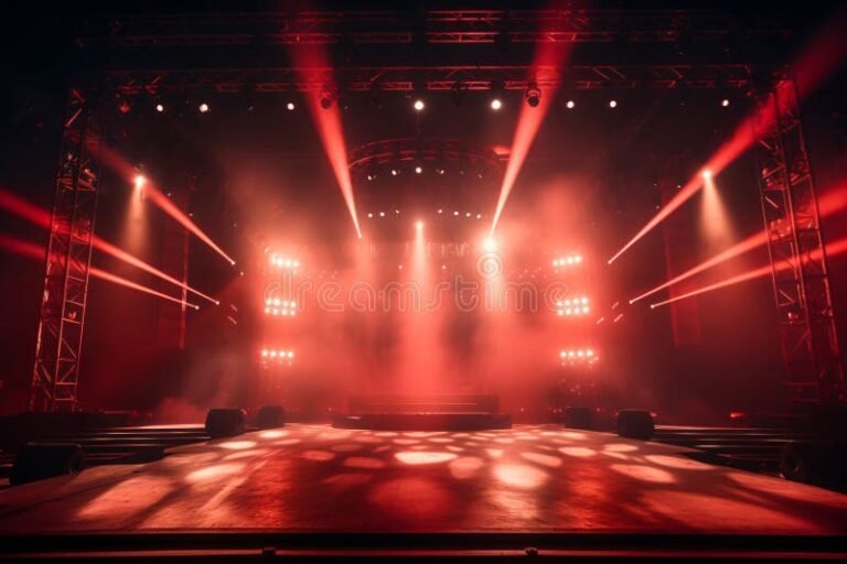 escenario iluminado de concierto nocturno