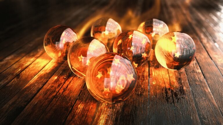 esferas del dragon brillando en el cielo