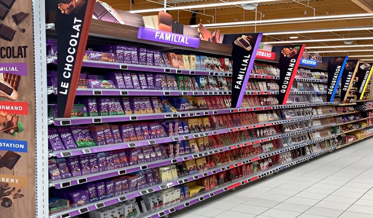 estante de exhibicion bien organizado en tienda