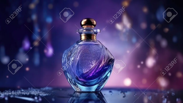 frasco elegante de perfume en fondo oscuro