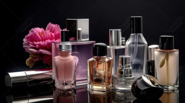 frascos de perfume en fondo elegante