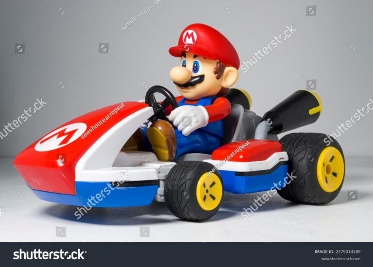 go kart de mario sobre fondo divertido