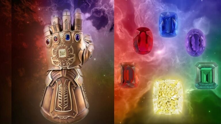 guantelete del infinito con gemas brillantes