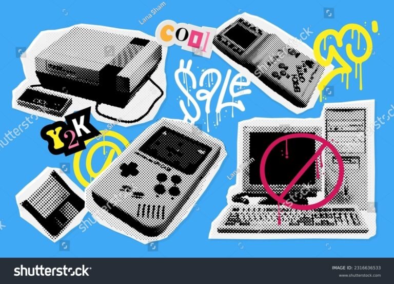 iconos de videojuegos retro en un collage