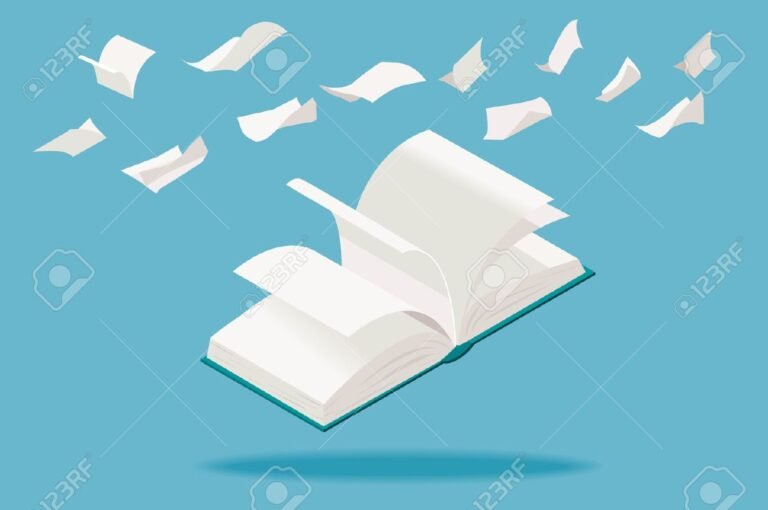 libro abierto con hojas volando