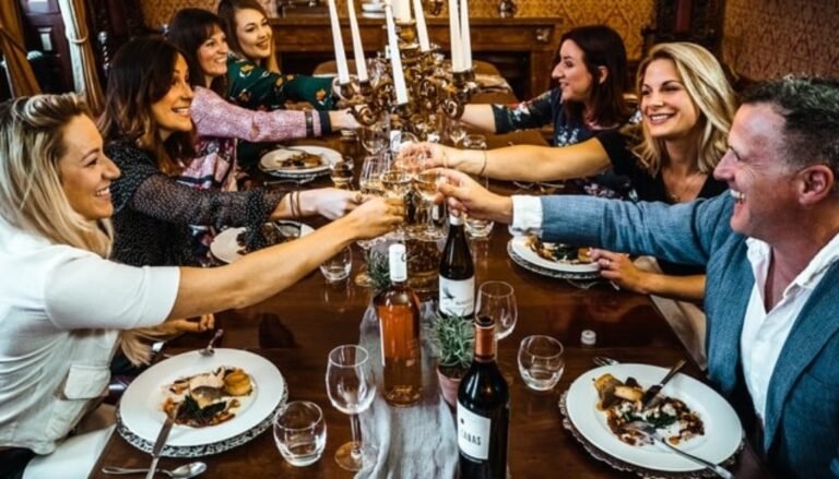 Significa "Los líderes comen al final" que deben sacrificar su bienestar 10 lideres compartiendo comida en una mesa