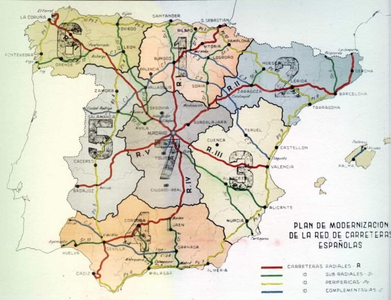 mapa de autopistas con carreteras destacadas
