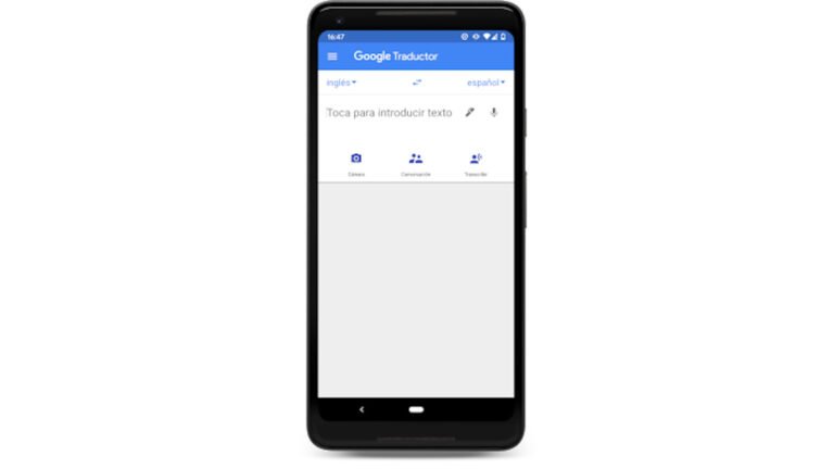 movil con pantalla de google translate
