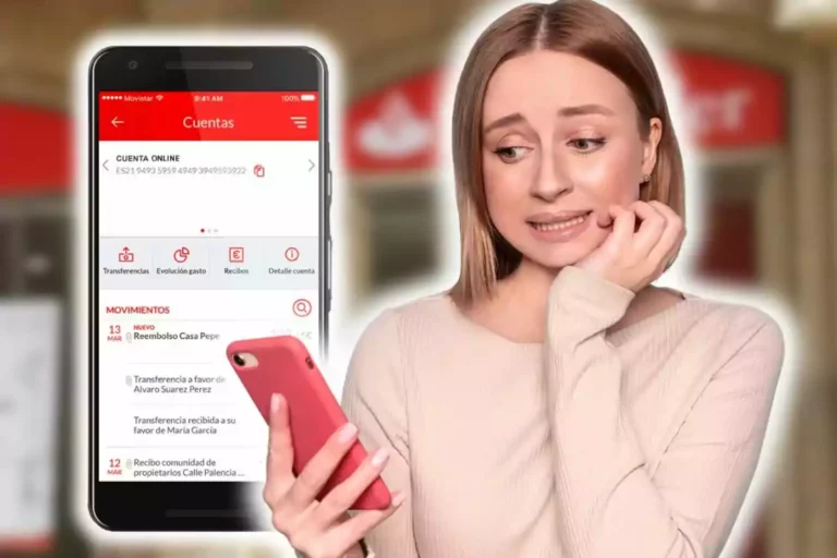 movil mostrando aplicacion bancaria en uso