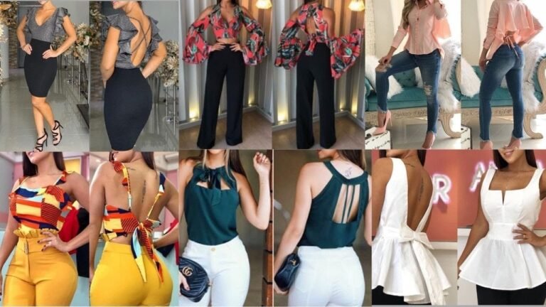 mujer usando blusa con abertura elegante