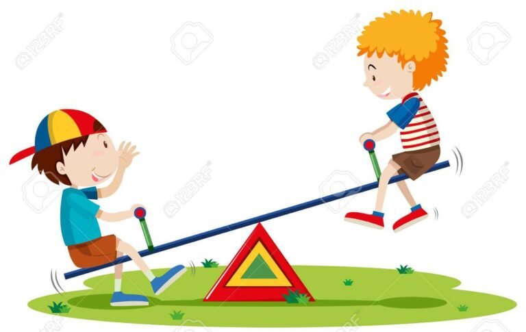 ninos jugando en un sube y baja