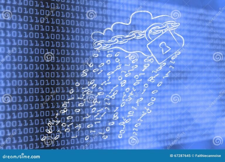 nube con candado y archivos flotantes