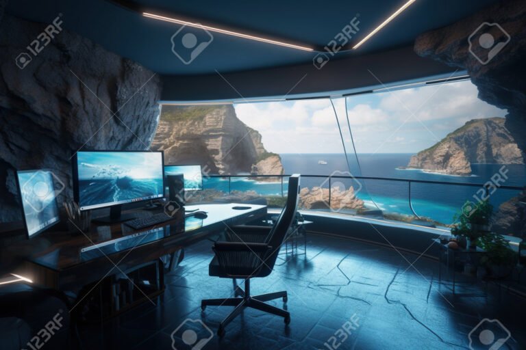 oficina moderna con vista al mar