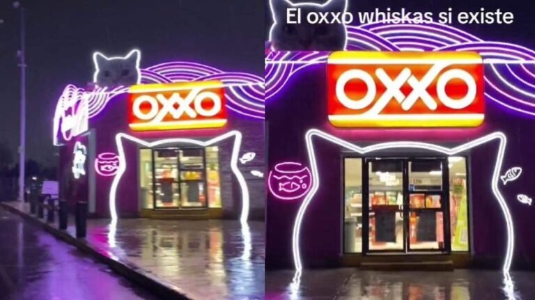 Hasta qué hora se puede pagar el servicio de Izzi en OXXO 1 oxxo con luces de neon por la noche