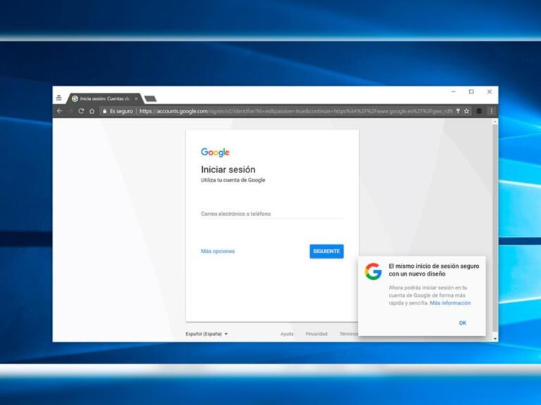 pantalla de inicio de sesion de google