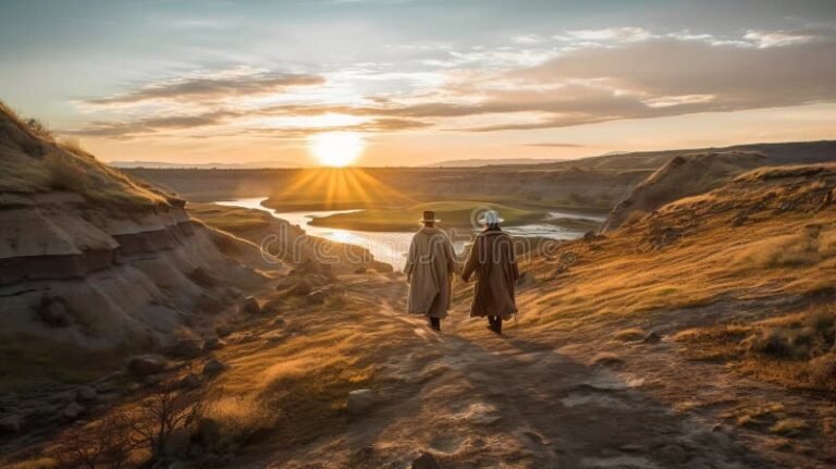 pareja reconciliandose en un atardecer