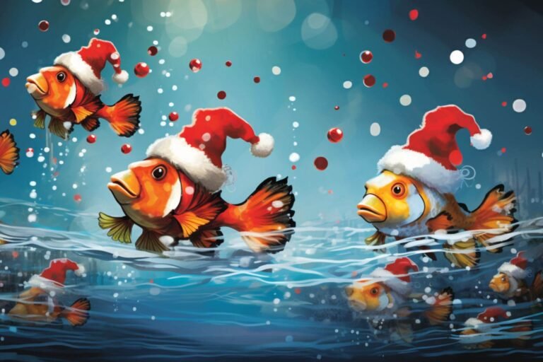 peces en un rio durante la navidad