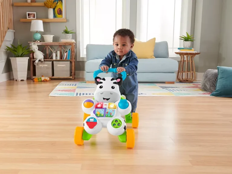 perrito fisher price jugando con un nino