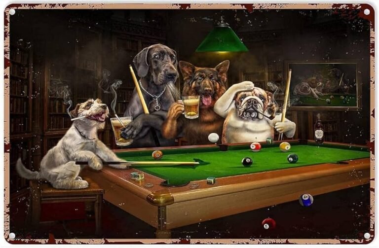 Dónde encontrar cuadros de perros jugando billar para decorar 22 perros jugando billar en un bar