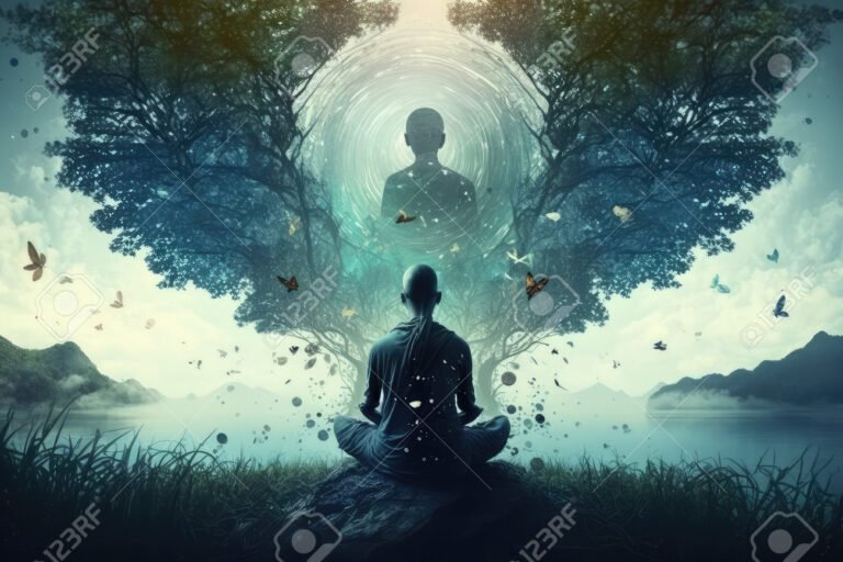 persona meditando en un entorno sereno