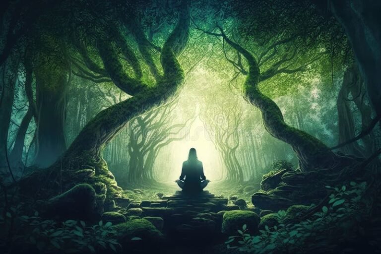 persona meditando en un entorno tranquilo