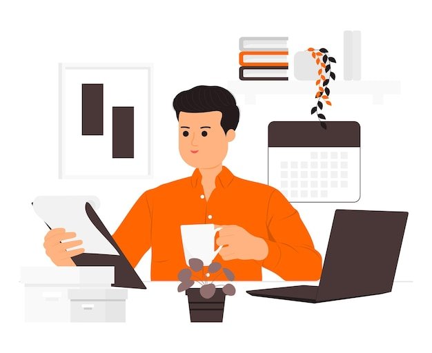 persona revisando documentos en su computadora