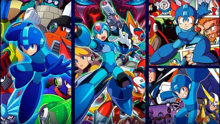 personajes iconicos de megaman en accion