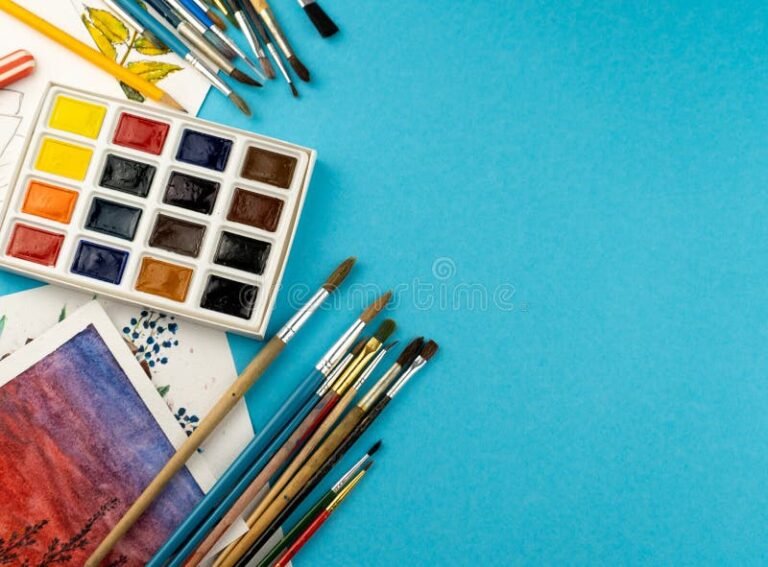 Qué técnicas utilizar para crear una pintura de aceite en azul cielo 11 pinceles y paleta de colores en azul