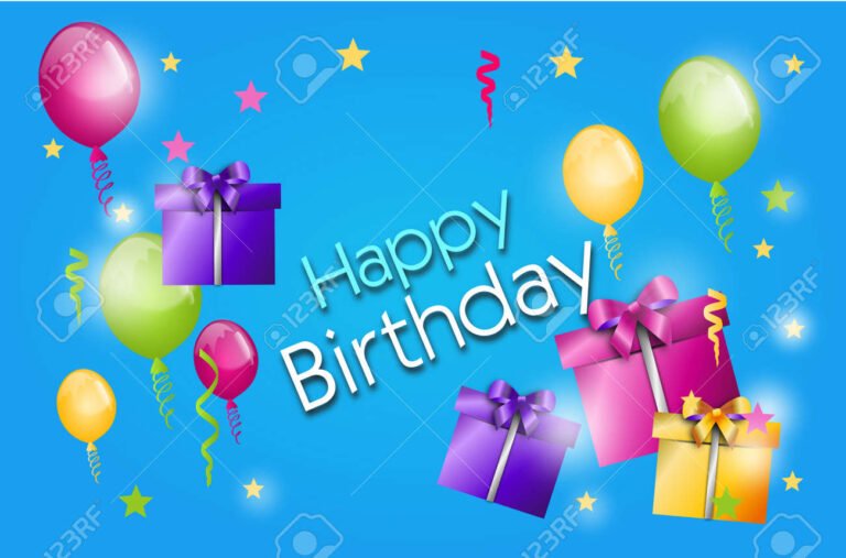 regalos y globos de cumpleanos coloridos