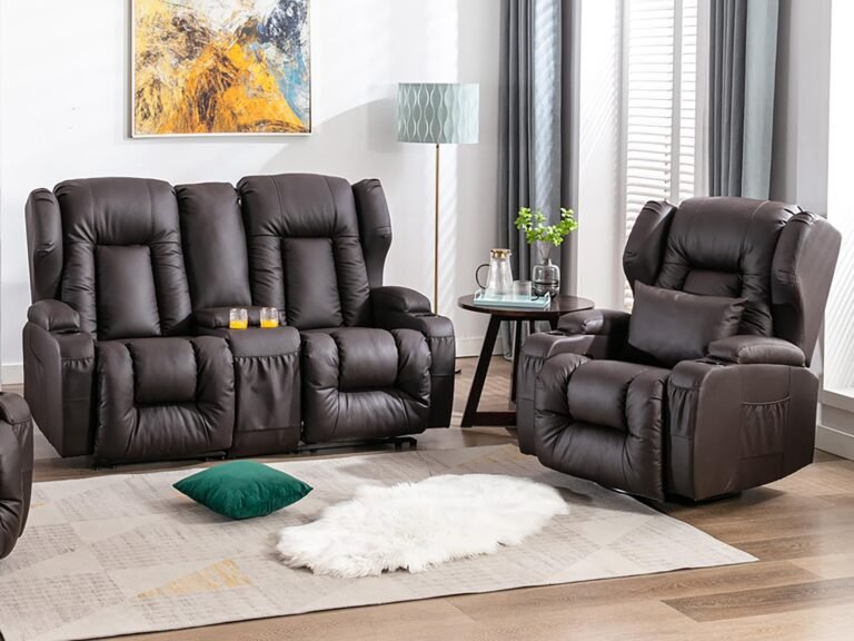 sillon doble reclinable con portavasos elegante