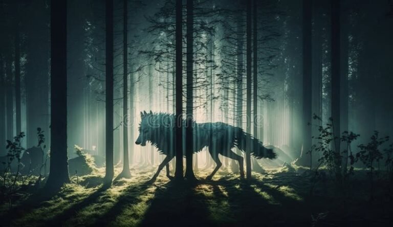 sombria figura en un bosque oscuro