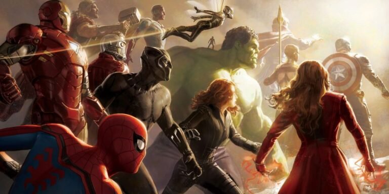 superheroes reunidos en batalla epica