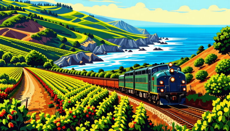 tren viajando por el paisaje californiano