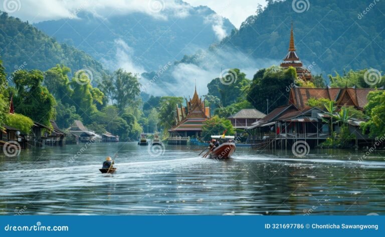 un rio sereno fluyendo entre montanas