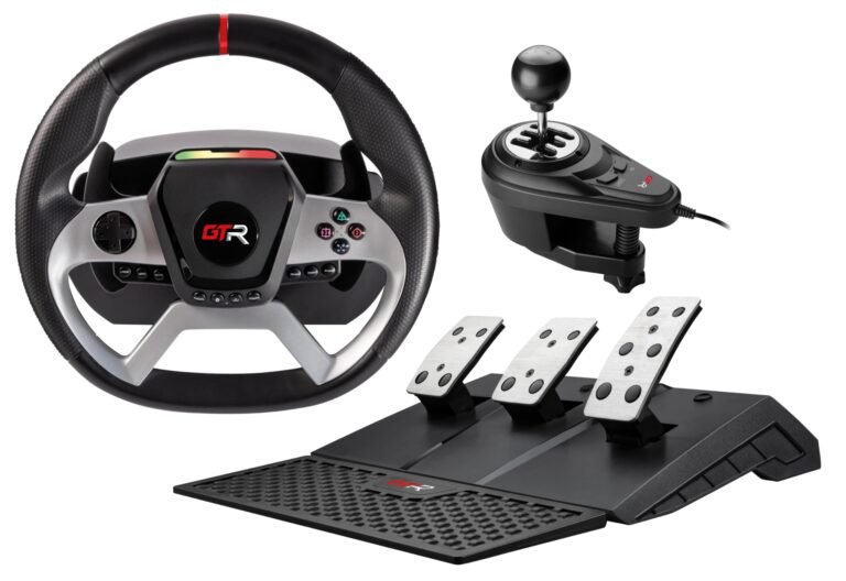 volante de simulacion con pedales y palanca